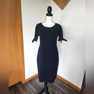 Motherhood Maternity Classic Black Textured Tie Knot Sleeves Dress